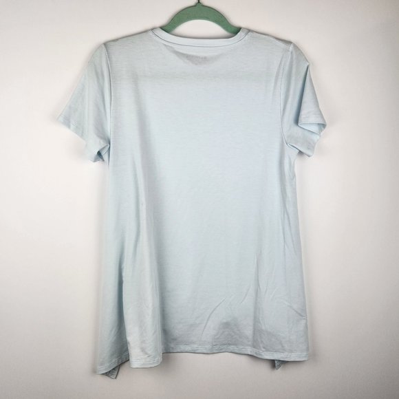 Athleta Ice Blue Soft Essence Handkerchief Hem Short Sleeve Tee sz M - Picture 2 of 7